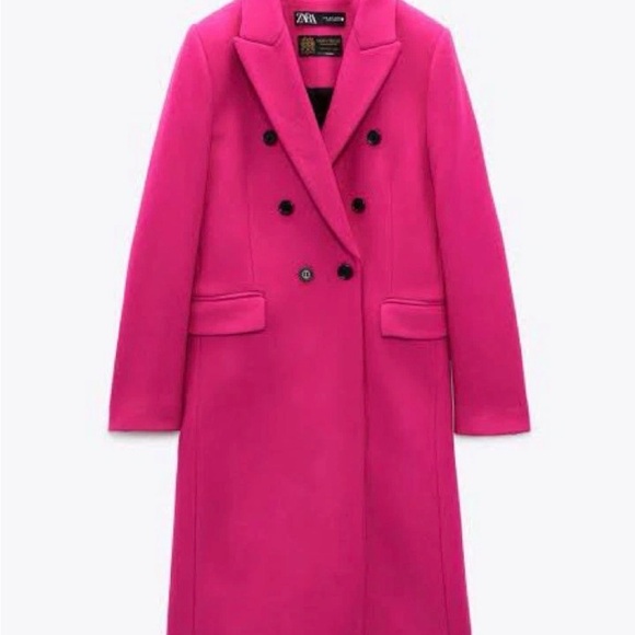 ZARA x Manteco Hot Pink Wool Blend Tailored Coat – Size Small – NWT $189 - Picture 3 of 5